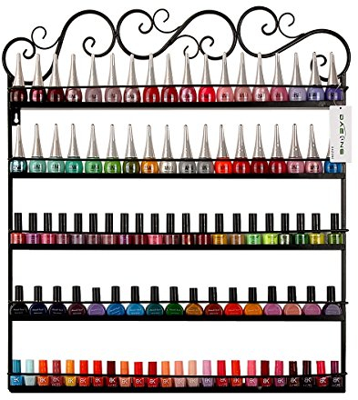 Dazone Étagère Murale à Vernis à Ongles Cœur Grande en Métal 5 Niveaux Noir, Organisateur Vernis à Ongles pour Huiles Essentielles, Rouge à Lèvres