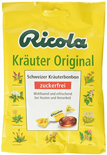 Ricola Original Kräuter, 75g Beutel Original Schweizer Kräuter-Bonbons mit 13 Schweizer Alpenkräutern, zuckerfrei, 1 x 75g, vegan