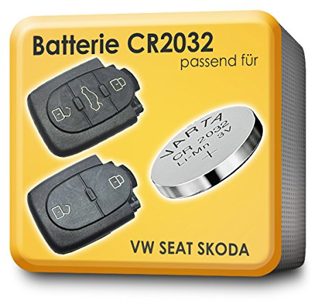 2 x Batterie VARTA CR2032 passend für Schlüssel Fernbedienung VW Skoda Seat Audi Funkschlüssel (2er Set)