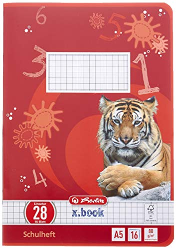 Herlitz 11322625 häfte A5, linjerat 28 (rutig med 2 kanter), 16 ark, FSC Mix, 10 stycken
