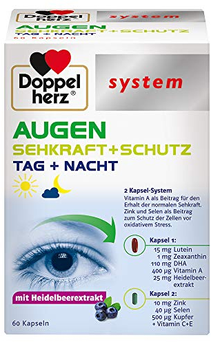Doppelherz system AUGEN SEHKRAFT + SCHUTZ – Mit Vitamin A für den Erhalt der normalen Sehkraft – 60 Kapseln