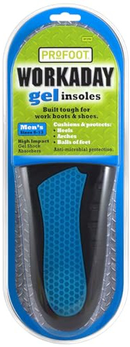 PROFOOT Workaday Shoe Insoles for Men (Sizes 8-13) - High Impact Gel Cushioned Insoles for Heel, Knee, Leg & Back Pain Relief, Arch Support Inserts for Work Boots & Shoes – 1 Pair