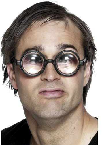 NET TOYS Lunettes Geek Nerd Noires Lunettes de Geek Lunettes de déguisement Lunettes d'idiot Lunettes grossissantes Lunettes Beta Lunettes de Docteur