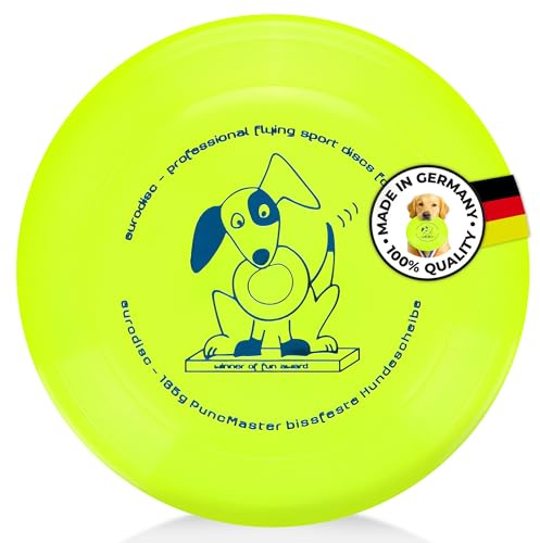 eurodisc Discdogging Frisbee Mischbatterie, 135 g, für Hunde, pannensicher, Puncmaster Fun Award, Gelb