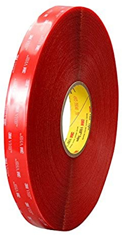 3M VHB Ruban 4905 F Mousse Adhésif Double Face Acrylique, Transparent (Ruban Rouge), 25 mm X 66 m, Paquet de 6