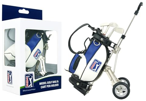 PGA TOUR Gadget Desktop Golftasche und Kugelschreiber Geschenkset, silber / weiß / blau