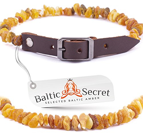 BBernsteinkette Hund | Verstellbares Bernsteinhalsband für Hunde & Katzen mit Lederband | Hundehalsband