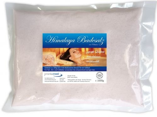 Badesalz aus Pakistan (südl. vom Himalaya/Salt Range) 1000g naturbelassen, ohne Zusatzstoffe | Energie tanken und entspannen mit einem Solebad | Kristallsalz mit feiner Körnung