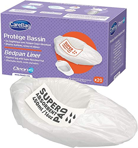 Carebag Protège bassin de lit avec tampon super-absorbant (paquet de 20 sacs)