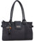 Catwalk Collection Handbags - Damen Leder Schultertasche - Handtasche Mittelgroß für Notizbuch A5 - MARTINA - Schwarz