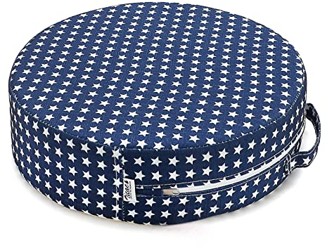 Zicac Sitzerhöhung Stuhl Kind Tragbar Cartoon Stuhlerhöhung Kind, Abnehmbar Waschbar Sitzkissen Kinder Stuhl für Essen, Klavier spielen, Ausflug, Picknick, Reisen (Navy blau)