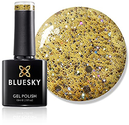 Bluesky Gel Nail Polish, Mellow Yellow Blz26, Bright, Chunky Glitter, Gold,Yellow 10 ml (Requires Curing Under UV LED Lamp)