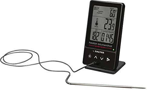 Heston Blumenthal by Salter 540A HBBKCR 5 en 1 Thermomètre Digital Numérique, Deux Capteurs, Thermometre à Viande et Cuisson, Sonde Polyvalente 14.5cm, Affichage Facile à Lire, Noir