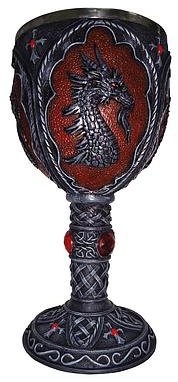 Calice dragon gothique rouge avec pierres