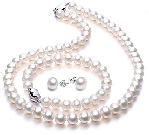 VIKI LYNN Perlenkette Damen 3-teiliges Perlen Schmuckset aus S925 Sterling-Silber mit Echten Süßwasser-Zuchtperlen – Geschenk für Damen zu Weihnachten, Geburtstag, Valentinstag