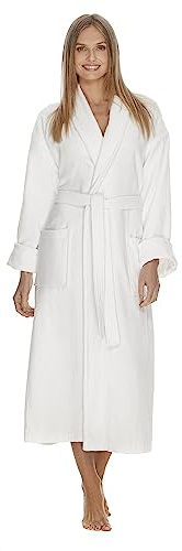 Terry Cloth Bathrobe by BOCA TERRY, Luxury Robe for Women, Plush White Cotton Hotel Spa Robes, 2X (XXL)