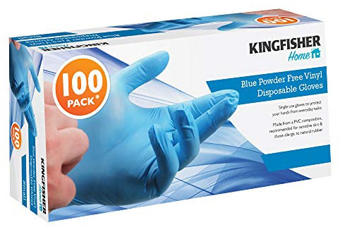 Kingfisher 100 Pk Small Blue Vinyl Gloves Powder Free-New