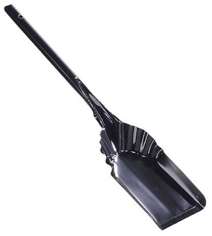 Fulton Fireplace Ash Shovel, Black Enameled Steel, Longer Handle, 21 x 5 x 9.25 Inches Deep, USA Made