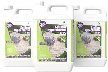 Sodium Hypochlorite Patio Cleaner 4 x 5 litres of Industrial-Strength Algae & Black Spot Remover – Powerful Driveway & Paving Cleaner – Professional Outdoor Cleaning Solution for Concrete