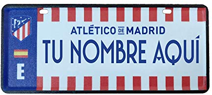 Atlético de Madrid - Matrícula Personalizable con Nombre - 6 x 14 Centímetros