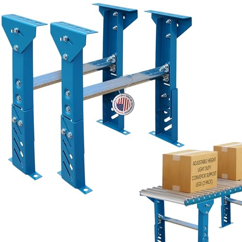 Ultimation Conveyor Support Legs - 2 Pack Heavy Duty Adjustable Stand, Height 26-1/4 to 32-1/4 Top of Leg, Suits 18 Wide Conveyors, Table Saw/Roller Stand for Woodworking, Trailer, Workshop