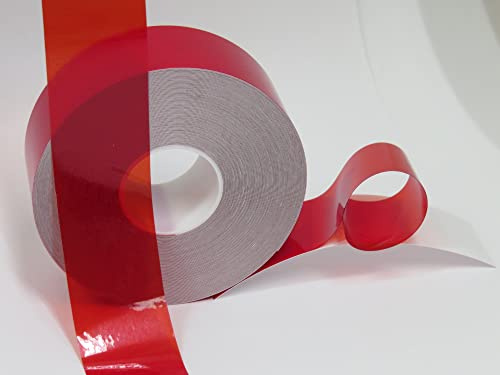 Paper Street Plastics Colored Transparent Tape with Sticky Adhesive (Red, 3/4 inch x 50 feet)