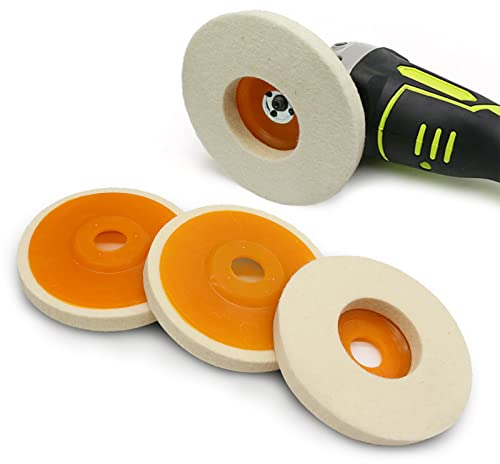 4 Stück 125mm Wolle Polierscheibe Filzpolierpads für Polierscheibe Winkelschleifer polieraufsatz Winkelschleifer, Zum Polieren von Fahrzeugoberflächen und wänden, Fliesen