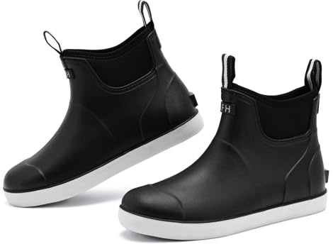 Rumkok Gummistiefel Herren Halbhoch, Grundlegend Wasserdicht Atmungsaktiv Stiefeletten, Anti-Rutsch Mode PVC Schwarz Chelsea-Stiefel, Gummistiefel Herren, Schwarz, 43 EU