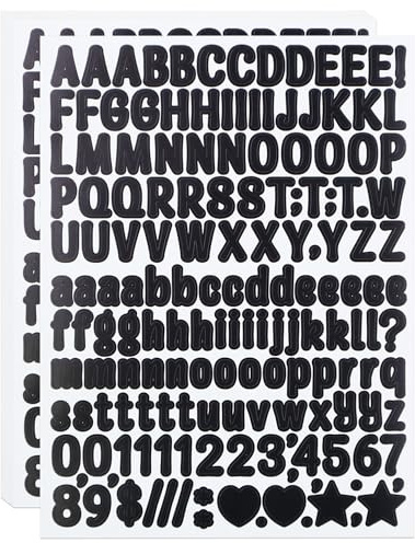 8 Sheets 0.5 Inch Small Vinyl Letter Number Sticker for Scrapbooking, Black