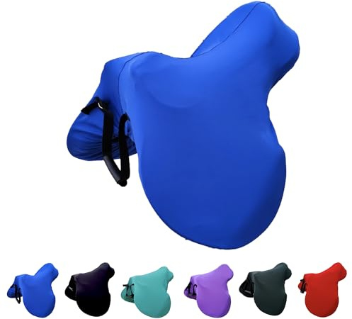 Majestic Ally English Saddle Cover with Adjustable Handle, 4-Way Stretch Spandex/Elastane Fabric, Multiple Colors (Royal Blue)