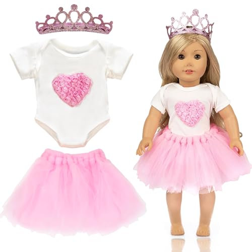 Puppenkleidung Outfits für Baby Puppen - Zubehör mit Headband, Kurze Ärmel und Sprudelröcke - Geschenke für Mädchen und Jungen