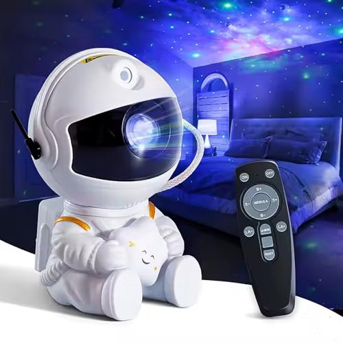 INDOTEAM Astronaut Galaxy Projector Night Light - Nebula Star Projector Night Lights Starlights Spaceman Light – USB Powered 360 Degree Adjustable Spaceman – with Timer and Remote Control