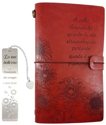 BORISCA Diario in Pelle Regalo Amica Kit, Taccuino da Viaggio e Segnalibri, Taccuino in Pelle 140 Pagine, Diario di Viaggio, Idee Regalo Sorella Collega Regalo Donna Compleanno Natale Anniversario