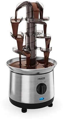 Princess Fontana di Cioccolato in Acciaio Inox, 4 Livelli, Funzione Mantieni Caldo, Pompa e Temperatura Regolabili, Per Dessert e Feste, 01.293000.01.001