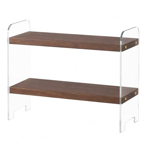 NonMiFyR Desktop Organizer Regal Monitorständer Acryl Holz Schreibtischablage Kosmetikaufbewahrung Flexibel für Büroumgebung Studenten, Walnut Wood