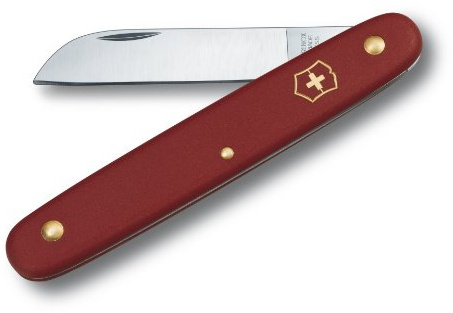 Victorinox Blumenmesser für Linkshänder Gerade Klinge 55 mm, Rot, 3.9450