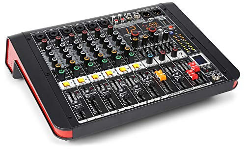 Power Dynamics PDM-M604A 6-Channel Music Mixer with Built-in Amplifier, Bluetooth Audio Streaming, USB Player, Multi-FX DSP, 48V Phantom Power for Live and Studio Sound Systems