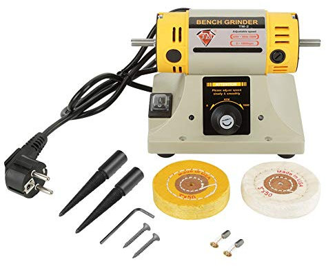 Tour Grinder, 350W 220V 0-10000r / min multi-fonctionnelle machine de polissage électrique de meulage de l'UE de vibration faible avec la clé Allen Roues réglée pour l'établi ponçant le bois abrasif