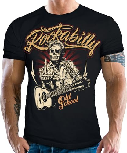 Gasoline Bandit Rockabilly Herren T-Shirt: Old School - Big Size Print