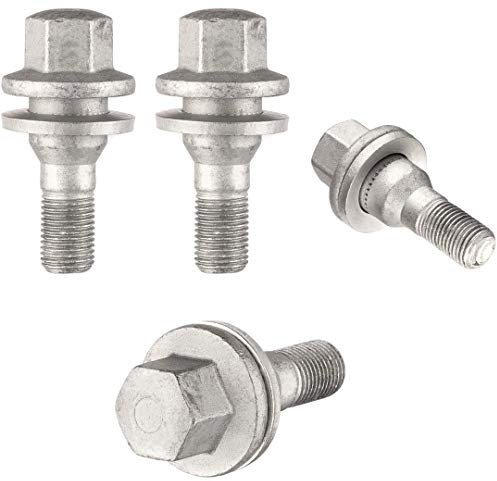 Ellis Excellence Set of 4 Replacement Security Bolts Nuts, Flat Washer, M12 x 1.25, 17 Hex - Compatible With Citroen & Peugeot