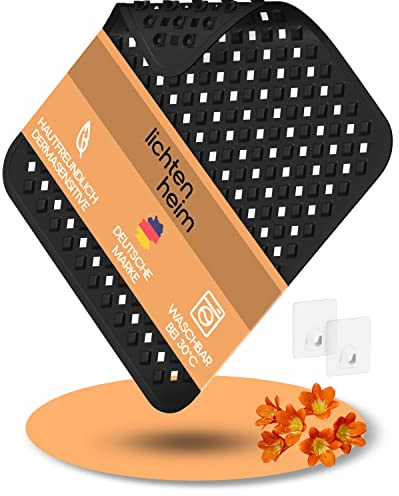 LICHTENHEIM Duschmatte rutschfest 53x53cm | BPA frei Antirutschmatte Dusche | Rutschmatte quadratisch für Baby, Kinder & Senioren | Anti Rutsch Dusch Matte | Duscheinlage Fußmatte Schwarz