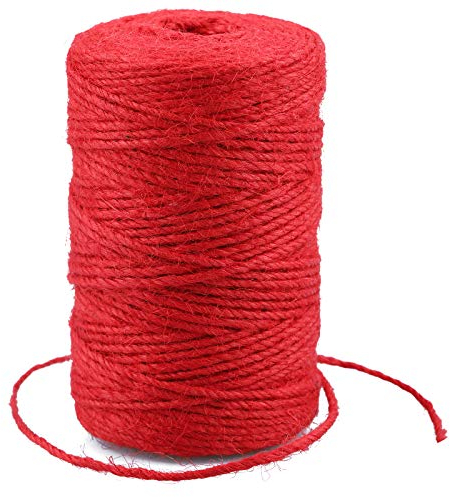G2PLUS 100m Cuerda de Yute Natural Yute Twine 2mm-Cuerda Rojo Manualidades Cuerda de jardinería Bricolaje para el hogar de 4 hebras para jardinería,Envoltura de Regalos,Plantas