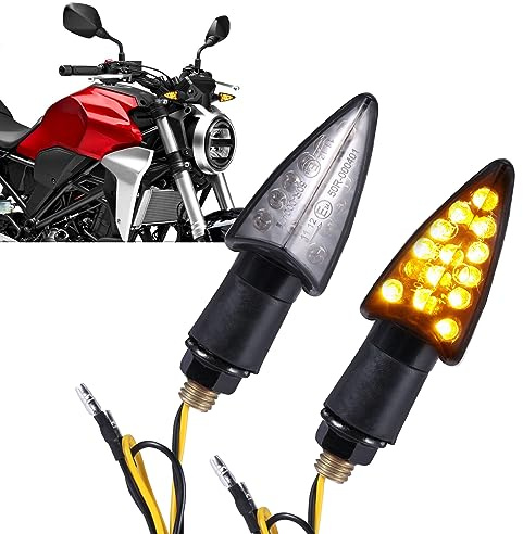 LOKLISUM Frecce Moto 16LED Indicatori di direzione Moto Omologate 12V Impermeabile Mini Frecce Luce di Direzione Universale per Moto Scooter Quad Cruiser Off Road, 2023 Aggiornata Forma Triangolare