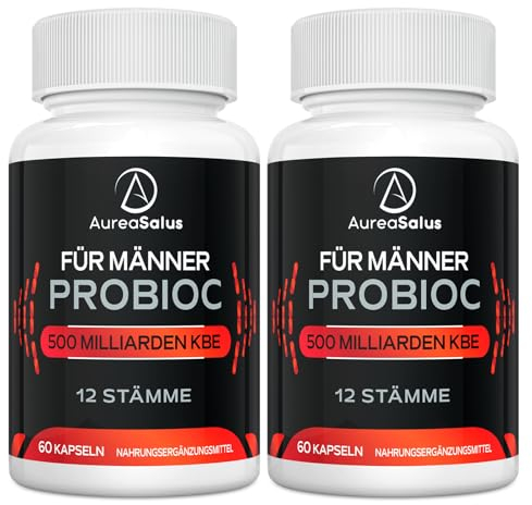 Aureasalus Probiotika für Männer, 500 Milliarden KBE 12 Stämme, für Männer Probioc mit Cranberry, Kurkuma, Goji-Beere,gluten- und milchfrei, 60 Kapseln