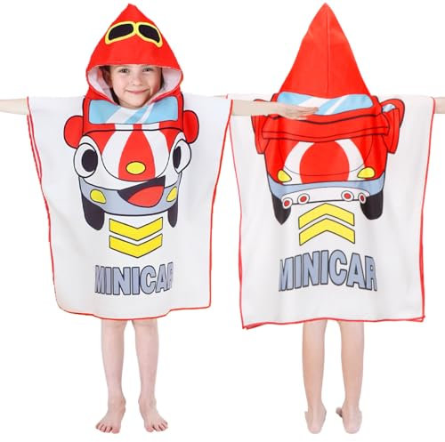 Poncho de baño para niños con capucha, toalla de microfibra para coche, albornoz absorbente, toalla de baño para niñas, piscina, toalla de playa para niñas y niños pequeños (altura del niño: 85 – 110