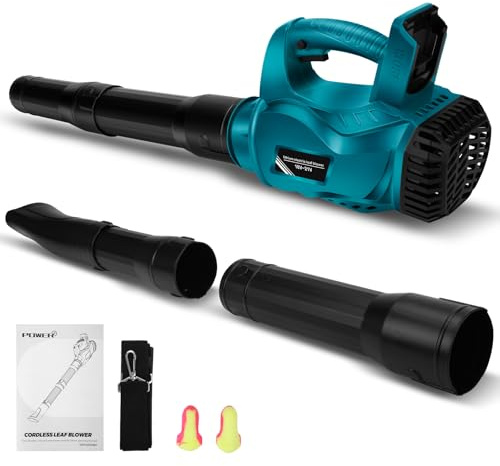 Batteridriven lövblåsare kompatibel med Makita 18 V (utan batterier), fläkt batteridriven blåsare för rengöring utomhus gräsmatta vårdblad lufthastighet 69 m/s