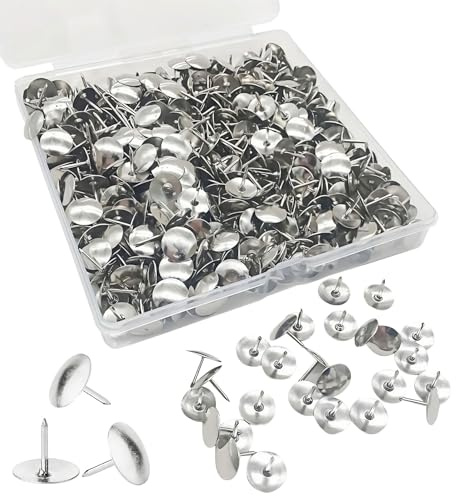 Spetsbst 600 Pezzi Puntine da Disegno Argento, Puntine da disegno a Testa Tonda per Bacheche Decorative con Scatola Portaoggetti, per Appendere Foto e Decorazioni Fatte in Casa