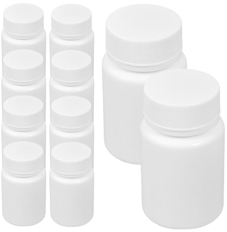 HOMSFOU 20 Pezzi Bottiglie Plastica Bianco 50ml con Tappo a Vite, Contenitori Vuoti per Medicinali, Resistenti e Compatti, per Casa e Viaggio
