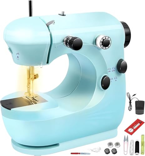 Maquina de Coser Costurero Portatil, Sicomne Maquina de Coser Maquina Profesional Prensatelas Mano Sewing Machine Manual Mini Ropa Cortinas Telas Bricolaje Viajes blue