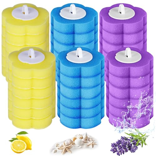 ANOMM 36 Piezas Cabezales Repuesto Desechables para Escobillas Inodoro, Cepillo de Limpieza Profunda, Cabezales Desechables con Solución Limpiadora, Aromas a Limón, Océano y Lavanda (3 Fragancias)
